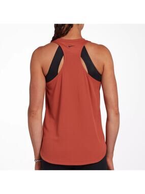 NIKE Dri Fit Studio Ribbed Athletic Tank Top Racerback Burnt Orange Womens Sz M